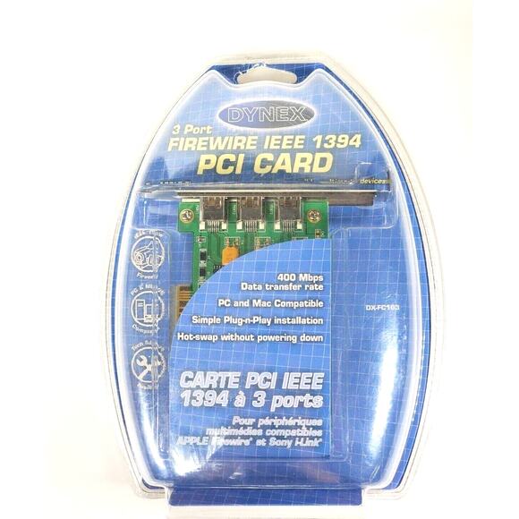 Dynes 3 Port FireWire IEEE 1394 PCI CARD DX-FC103 Factory SEALED Brand NEW - Picture 1 of 6
